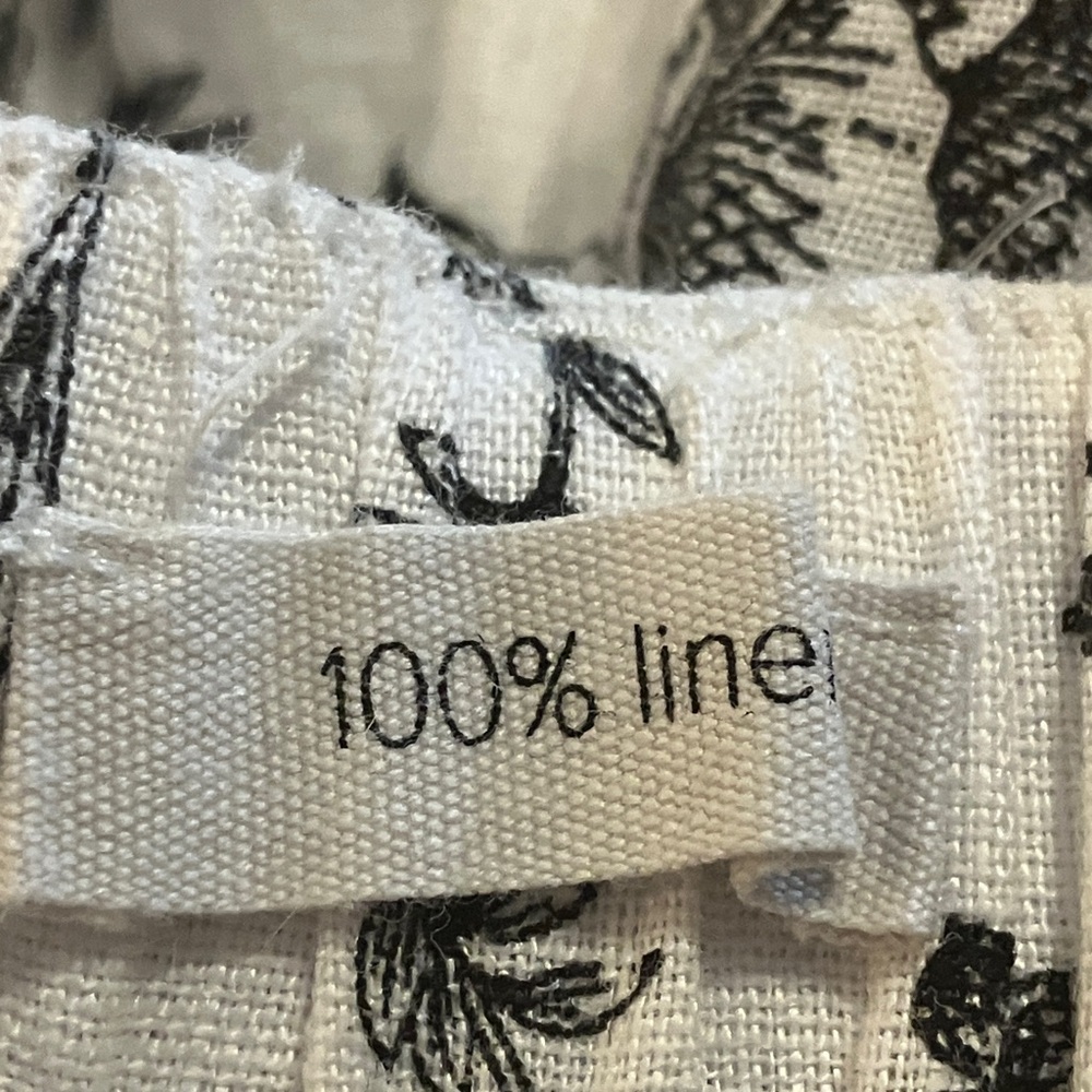 Joie 100% Linen Black and White Floral Wide Leg Pants - Picture 7 of 8
